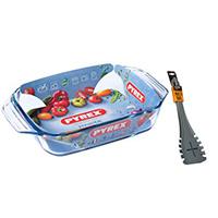 Set vatrostalni pekač pravougaoni 2,2l Pyrex+multi set siva