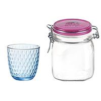 Kliknite za detalje - Set čaša za vodu aqua lively blue 29cl +tegla Fido Multicolor 750ml roze