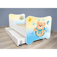 Dečiji krevet sa dušekom, letvicama i fiokom happy kitty Small teddy 160x80 cm 