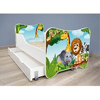 Kliknite za detalje - Dečiji krevet sa dušekom, letvicama i fiokom happy kitty Africa 160x80 cm 