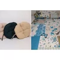 Kliknite za detalje - Okrugli jastuk sedalica za stolice 50 cm - Blue Patchwork