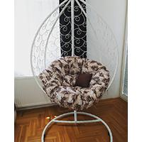 Ljuljaška Jaje - Metalna Domestico WHITE sa jastukom FLORA BROWN
