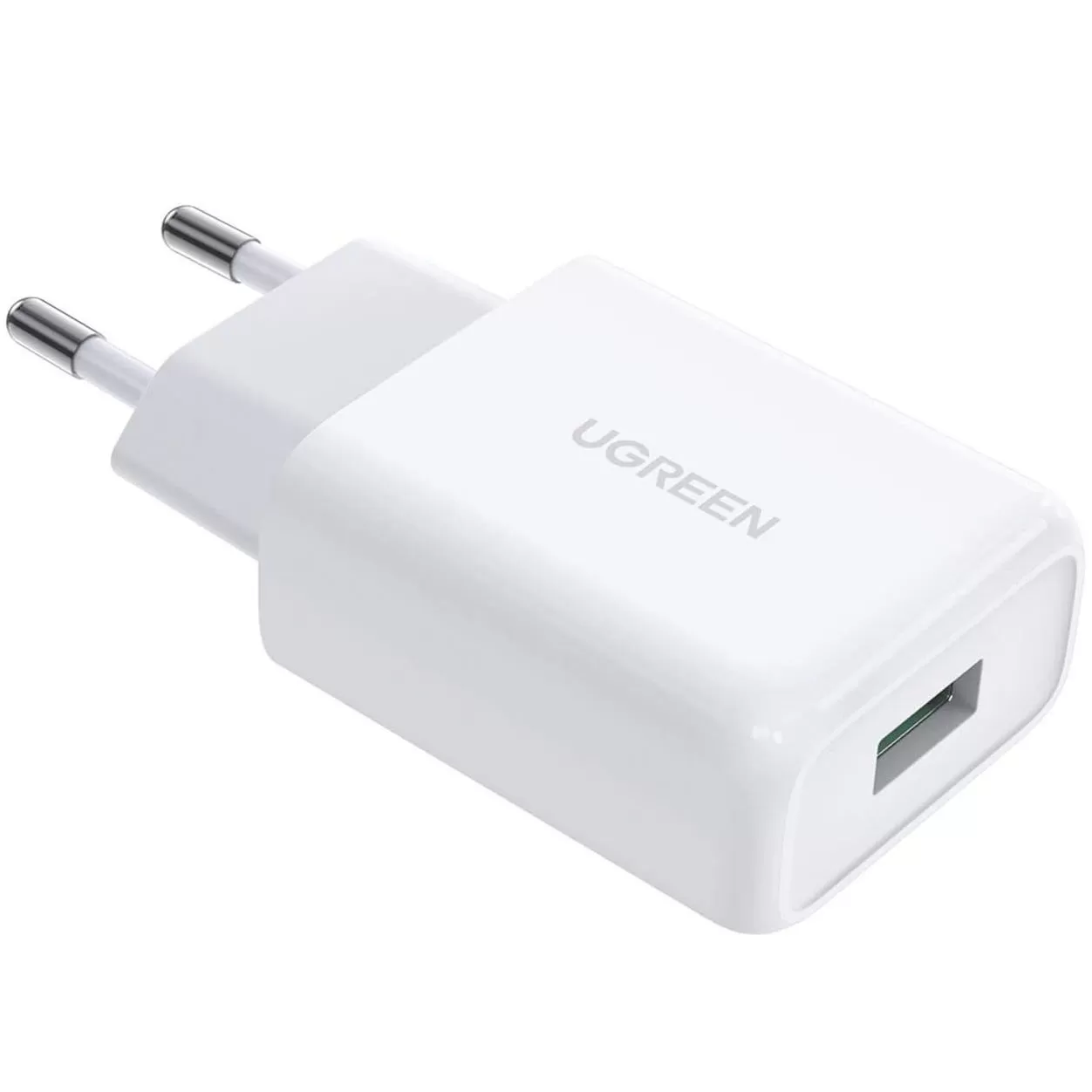 Kućni super brzi punjač Ugreen CD122 18W beli - Snaga 18W, dva čipa, brzo punjenje do 4 puta brže od standardnih punjača. Povratno kompatibilan sa QC 2.0 i 1.0. Vatrootporni materijal PC + ABS. - Slika