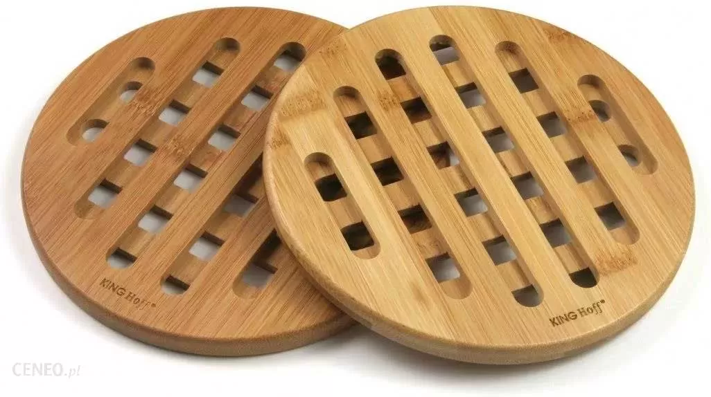 Drveni Podmetači za Šerpe - Set od 2 Komada - Jednostavan i praktičan proizvod koji štiti sto i ostale površine od vrućeg posuđa. Prečnik podmetača je 17.5 cm, napravljen je od bambusovog drveta. U paketu dobijate 2 podmetača. - Slika