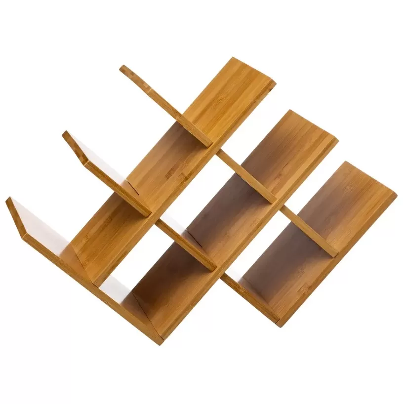 Five Zidna Polica - Dimenzije: 46,5 x 16,5 x 32 cm. Materijal: bambus. Boja: bez. Kapacitet: 8 flasa. Brend: 5five simplysmart. - Slika