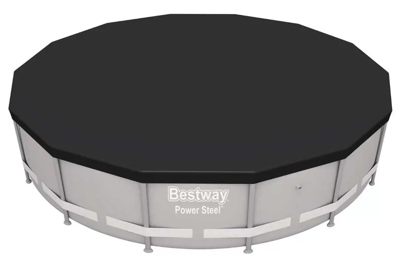 Pokrivač za bazen sa metalnom konstrukcijom kružnog oblika Bestway 58248 427cm - Bestway pokrivač za bazene služi kao zaštita vode u bazenu od prašine, lišća i ostalih priljavština koje mogu upasti u bazen tokom nepovoljnih vremenskih uslova. Preporučljivo je upotrebljivati ga noću ili kada se bazen neko vreme neće koristiti. - Slika