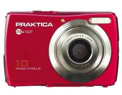 Digitalni fotoaparat Praktica DP1027 crveni 257900 - Digitalni fotoaparat sa CMOS senzorom od 10 mega piksela, i 4x digitalnim zumom. Ima fiksni fokus, brojne efekte, USB interfejs... Napaja se pomoću dve alkalne AAA baterije. - Slika