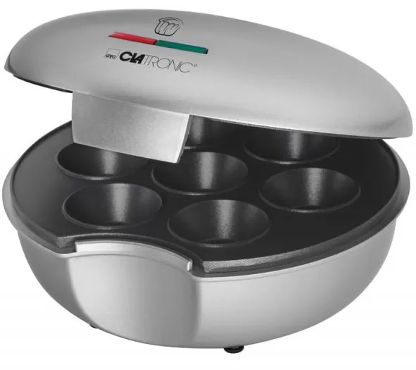 Clatronic aparat za mafine MM 3496 - Aparat za pravljenje ukusnih mafina. Sadrži 7 kalupa sa non-stick premazom, prečnika oko 4,5cm. Ovaj aparat snage 900W će Vam omogućiti da brzo i lako napravite omiljenu poslasticu. - Slika