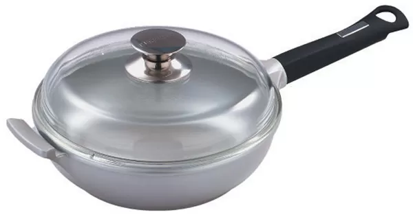 Bergner Duboki tiganj sa poklopcem 28cm Silver Edge BG-6706 - Tiganj modernog dizajna, napravljen od modernih materijala (liveni aluminujum, aqualon eco-frendly nelepljivi premaz), tako da se u njemu kuva na zdrav način, da je otporan, štedi energiju i dugo traje! - Slika