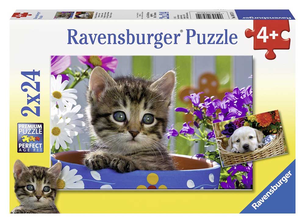 Ravensburger puzzle Dečije puzle - 2x24 - Životinje - Mace - Kučići - Dog And Cat  2x24 dela RA08971 - thumbnail 0