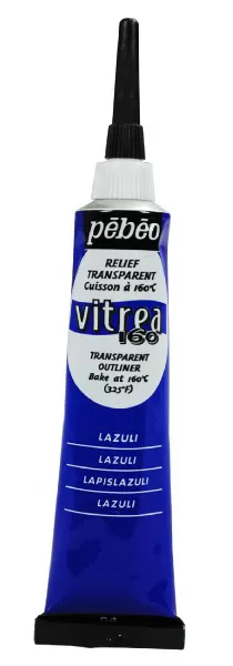 PEBEO Vitrea 160 Transparent Outliner - Providna kontur pasta LAPIS 20ml 664574 - Providna, na vodenoj bazi, za slikanje na staklu. Sa aplikatorom. <b>Podnose pranje u mašini za sudove</b>. Zapremina: 20ml. Boja: Lapis Lazuli plava . - Slika