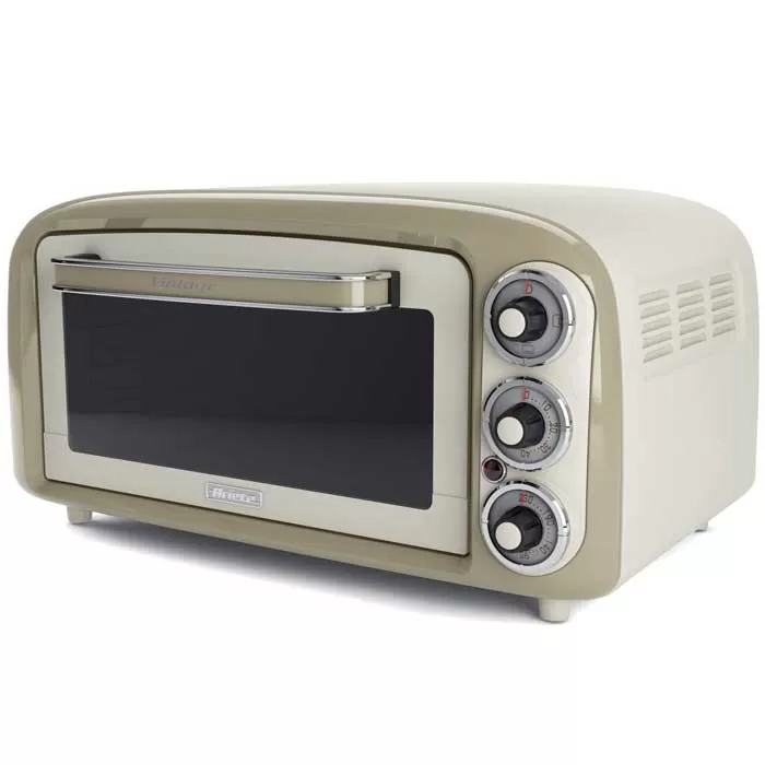 Mini rerna 18L Ariete Vintage 979 Beige - Električna pećnica elegantnog dizajna, zapremine 18 litara, sa rešetkom i plehom za pečenje. Omogućuje pripremu jela koja zahtevaju temperature do 230°C. - Slika