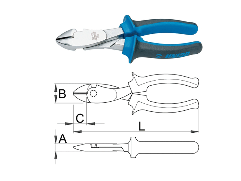 UNIOR Klešta štip bočna plastična ručka, 160 mm, art. 466BI 617686 - thumbnail 1