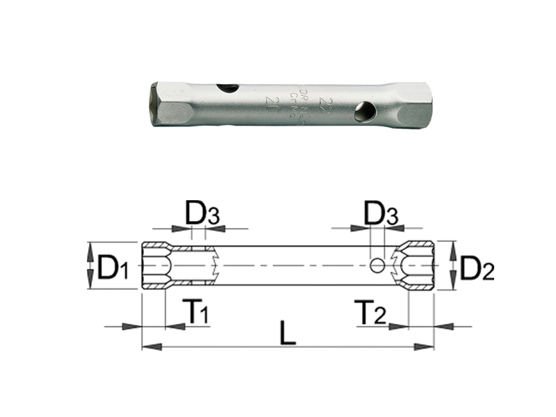 UNIOR Dvostrani cevni ključ, 21x23 mm, hromiran, art. 215 396338 600706 - thumbnail 1