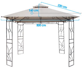 Tenda Gazebo Paviljon Sa Metalnom Konstrukcijom 3 x 3 m - thumbnail 1