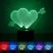 Black Cut 3D LED Lampa Hearts Multicolor - 9 boja - thumbnail 1