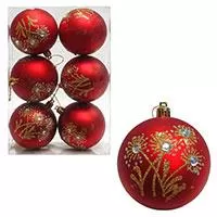 Kliknite za detalje - Crveni ukrasi za jelku sa dekoracijom prečnika 8 cm - 6 komada Kliknite za detalje - Crveni ukrasi za jelku sa dekoracijom prečnika 8 cm - 6 komada