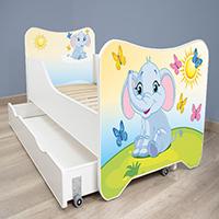 Kliknite za detalje - Dečiji krevet sa dušekom, letvicama i fiokom 140x70 cm Happy kitty Small elephant