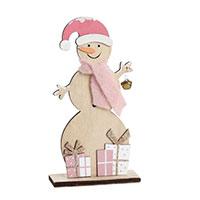 Kliknite za detalje - Kućna dekoracija - Drvene figure 21cm Sneško Belić sa zvoncem Pink 2 komada