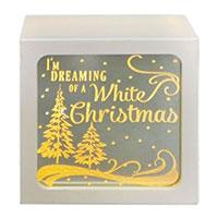 Kliknite za detalje - Novogodišnja dekoracija sa LED svetlom Kocka 10cm White Christmas