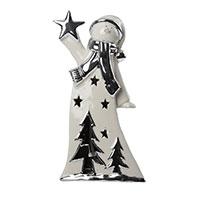 Kliknite za detalje - Novogodišnja i božićna dekoracija Keramička figurica 21cm sa LED svetlom Sneško sa zvezdom