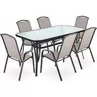 Kliknite za detalje - Baštenska Garnitura Za 6 Osoba - Bronte 6 Melirano Sivih Stolica i Sto sa Staklenom Pločom Kliknite za detalje - Baštenska Garnitura Za 6 Osoba - Bronte 6 Melirano Sivih Stolica i Sto sa Staklenom Pločom