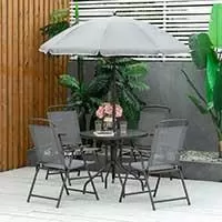 Kliknite za detalje - 4 Sklopive Stolice, Sto i Suncobran - Garnitura Baiana Grey Kliknite za detalje - 4 Sklopive Stolice, Sto i Suncobran - Garnitura Baiana Grey