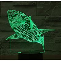 Kliknite za detalje - Black Cut 3D LED Lampa Green Shark