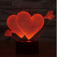Kliknite za detalje - Black Cut 3D LED Lampa Red Hearts