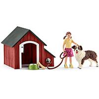Kliknite za detalje - Schleich figurice Domaće životinje - Kućica za psa, pas i devojčica 42376