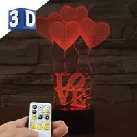 Kliknite za detalje - 3D LED RGB lampa sa promenljivom bojom svetlosti Srca Kliknite za detalje - 3D LED RGB lampa sa promenljivom bojom svetlosti Srca