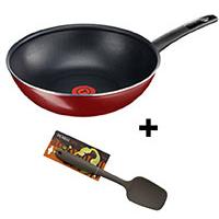 Kliknite za detalje - Tiganj Tefal First cook red bugatti wok 8CM+silikonska kašika TS-KV4129Z