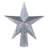 Kliknite za detalje - Vrh za jelku 14 cm Zvezda u srebrnoj boji