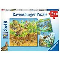 Kliknite za detalje - Puzzle 3x49 delova Životinje u svojim staništima Ravensburger 08050